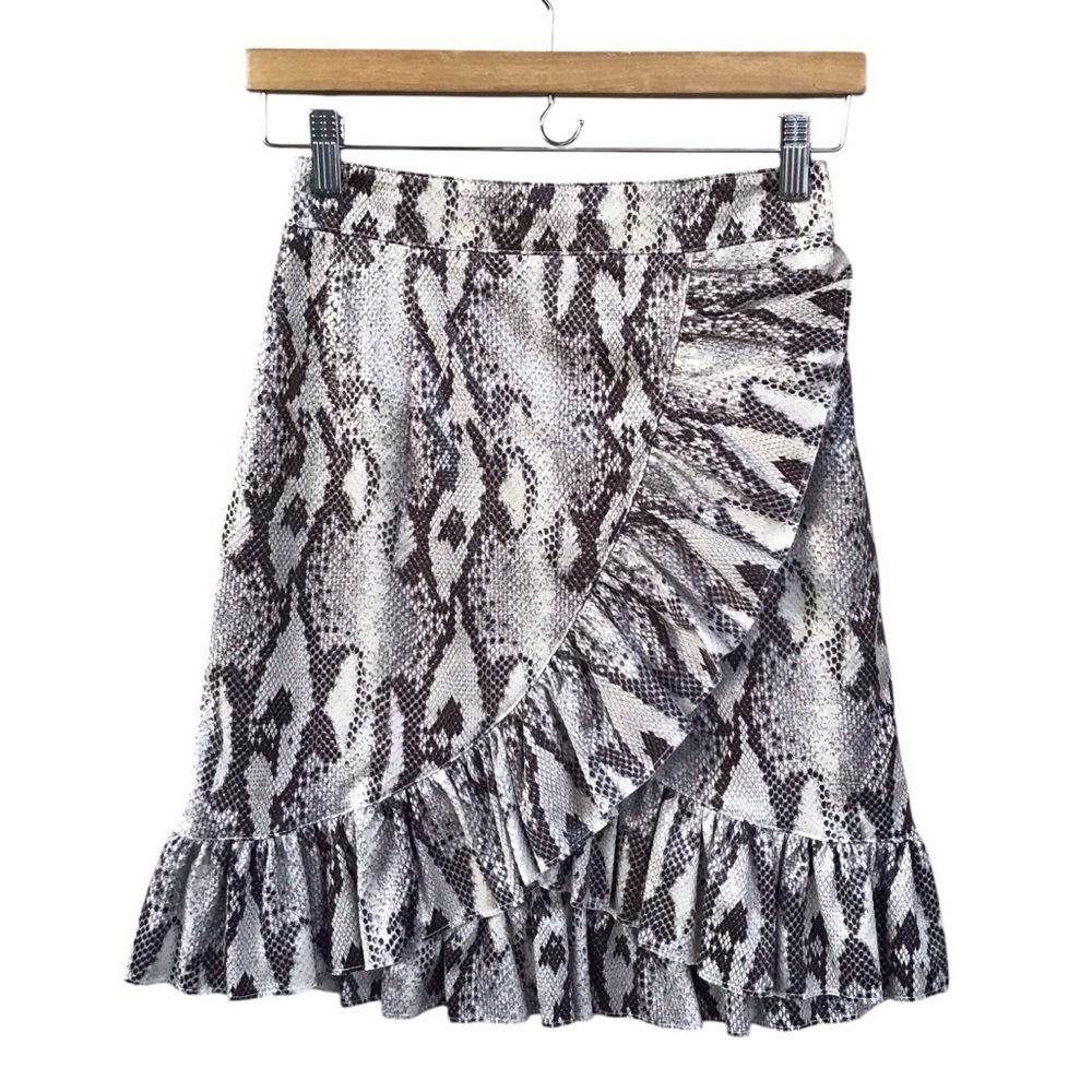 MSGM Milano Ruffle Snakeskin Mini Skirt NEW
